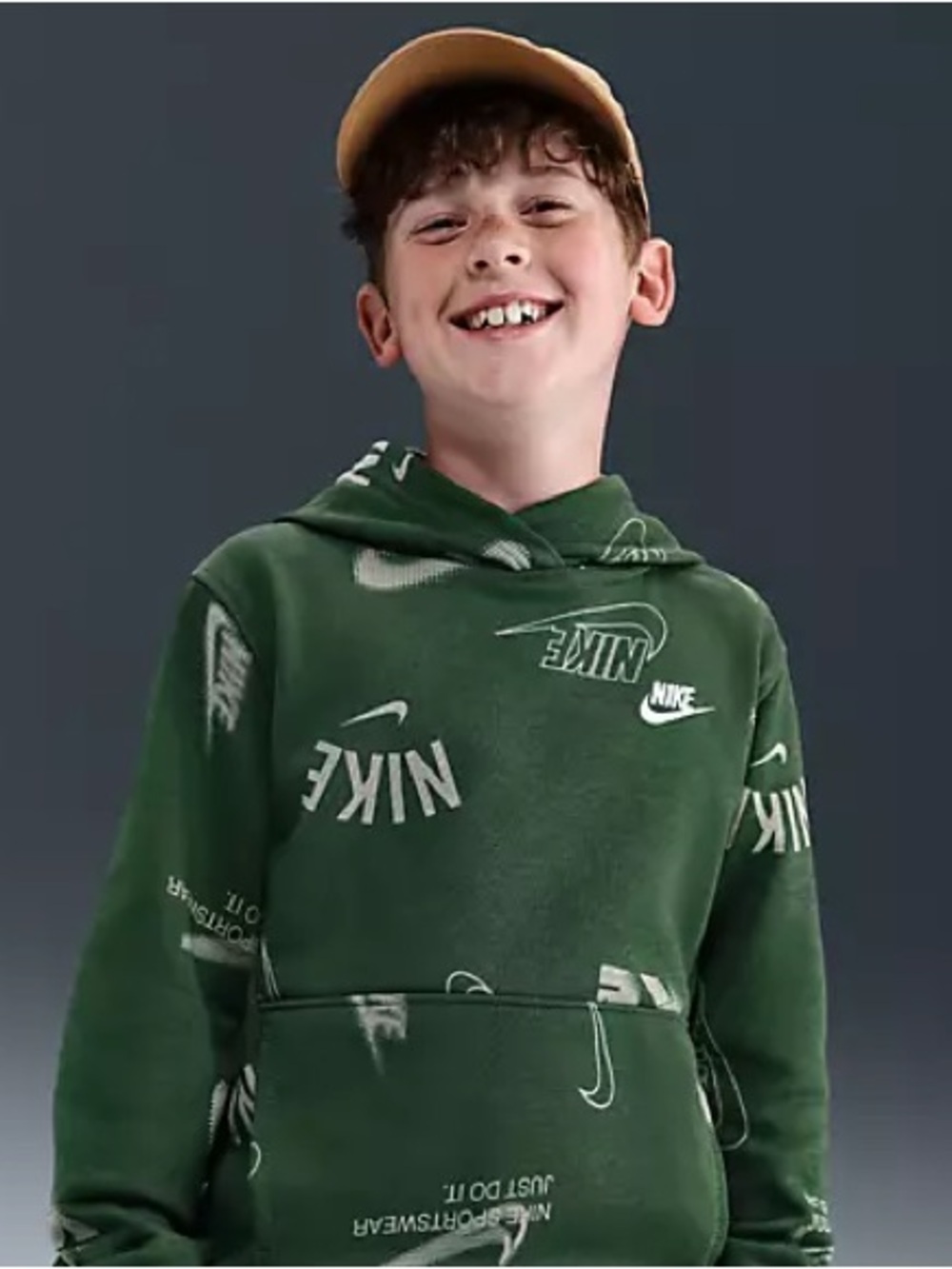 Nike Green Allover Logo Hoodie for Kids